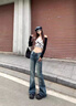 FREDRICAL復(fù)古直筒喇叭褲牛仔褲女2025新款高腰顯瘦百搭垂感微喇叭長褲子女 復(fù)古藍(lán) XS 曬單實(shí)拍圖