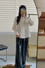 亦谷【明星同款】新中式緞面襯衫女裝2025春新款旗袍國風小衫襯衣 米色 S 曬單實拍圖