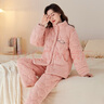 韓彩睡衣女冬夾棉加厚加絨三層夾棉家居服套裝蝦粉 XL 曬單實(shí)拍圖