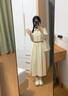 艾珠兒（Aizhuer）Polo領(lǐng)短袖連衣裙女夏天夏季新款收腰小個(gè)子長裙白月光襯衫裙子 杏色 M 曬單實(shí)拍圖
