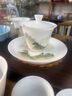 典躍冰種羊脂玉瓷茶具套裝家用高端白瓷功夫茶杯辦公室喝茶蓋碗伴手禮 【大師手繪】青翠手繪茶具套裝 曬單實(shí)拍圖