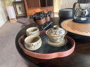 澤名家纏枝蓮手繪青花火石紅三才蓋碗一壺兩杯茶碗茶杯家用復古功夫茶具 纏枝蓮蓋碗套組+海棠茶盤(pán) 曬單實(shí)拍圖