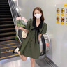 莫代爾格子連衣裙女2025夏季新款收腰顯瘦氣質(zhì)泡泡袖蝴蝶結(jié)系帶A字短裙 綠色 M 建議105-115斤左右 曬單實(shí)拍圖