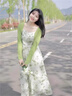SNYDER WEAR2025夏季新款套裝女綠色小清新夏季吊帶連衣裙森系法式桔梗長(cháng)裙子 綠色開(kāi)衫 【單件】 S 建議75-90斤 曬單實(shí)拍圖