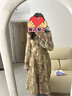 LULUALWAYS我愛露露25春季新款法式復古浪漫溫柔原創(chuàng)提花連衣裙女 卡其色 M 曬單實拍圖
