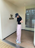 真維斯工裝闊腿褲女士新款美式傘兵褲夏季潮流街頭城市輕戶(hù)外寬松褲子JR 粉835A M 曬單實(shí)拍圖