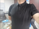 羅蒙（ROMON）  冰絲短袖T恤男夏季中年男士爸爸夏裝薄款翻領(lǐng)polo網(wǎng)球衫衣服高 字母兔頭：黑色 翻領(lǐng) XL 175 建議135-155斤 曬單實(shí)拍圖