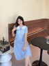 Teenie Weenie小熊女裝白色連衣裙2025夏季新款俏皮甜美少女感花邊裙子 淺藍(lán)色 S 曬單實(shí)拍圖