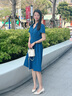 薇洛萱輕熟風(fēng)輕奢時(shí)尚連衣裙女裝2025夏天季新款氣質(zhì)遮肚子純色裙子0232 孔雀藍(lán) M 建議90-102斤 曬單實(shí)拍圖
