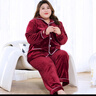 金芝斕（jinzhilan）加肥加大碼秋冬季珊瑚絨大碼睡衣女長(cháng)袖法蘭絨胖mm200斤家居服 F550-酒紅繡花 4XL (建議體重180-220斤) 曬單實(shí)拍圖
