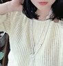 絲柏舍圓領(lǐng)針織衫2025秋裝新款女裝寬松款甜美鏤空亮片上衣 曬單實(shí)拍圖