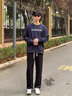 百鵲亭休閑褲子男春秋夏季小眾設(shè)計(jì)感hiphop衛(wèi)褲松緊薄款直筒運(yùn)動(dòng)褲子 黑色 XL碼（110-145） 曬單實(shí)拍圖