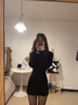 FSHE針織連衣裙女春夏修身黑色露肩純欲風(fēng)性感緊身打底毛衣包臀連衣裙 黑色 S 曬單實(shí)拍圖