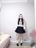 歐維沃jk水手服【紫藤中】原創(chuàng)jk制服套裝收腰水手服女長袖春日 紫藤中 長袖+短裙+金魚結(jié) M 曬單實拍圖
