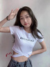 勤記高個子爵士舞服裝女上衣黑色短款露肚臍t恤女短袖2025夏季新款純 白色[/柔軟/穿搭/小眾/港風 S90斤以下 均碼 曬單實拍圖
