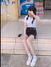 緋垚黑色破洞牛仔短褲女春夏季設(shè)計感潮休閑毛邊熱褲高腰a字闊腿褲 黑色 S 曬單實拍圖