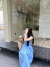 FSHE藍色無袖背心連衣裙子女夏季2025新款海邊度假法式氣質(zhì)超好看長裙 藍色連衣裙【小個子無袖連衣裙/ L 55/60kg 曬單實拍圖