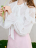 兩三事煙云輕撫 2025夏季新款甜美荷葉邊大翻領(lǐng)燈籠袖襯衫女寬松 白色 L 曬單實(shí)拍圖