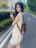 茯見(jiàn)雙肩包女迷你2025春夏季新款小香風(fēng)復古學(xué)生書(shū)包上班通勤百搭背包 劍橋包【咖啡色-帶掛件】 曬單實(shí)拍圖