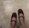 他她（TATA）女鞋單鞋夏季新款平底瑪麗珍鞋復古小皮鞋 酒紅 38 曬單實拍圖