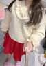 素優(yōu)米（SUYOUMI）/過(guò)年套裝裙一整套寬松紅色本命年毛衣百褶短裙兩件套 主圖款 3XL 【建議140-160斤】 曬單實(shí)拍圖