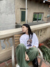 一寸相思白色短袖t恤女2025夏季新款洋氣百搭純棉夏裝小個子半袖上衣體恤 白色-戴帽女孩 L (100-110斤） 曬單實拍圖