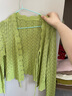 獨束大碼女裝鏤空針織開(kāi)衫女2025春季新款胖MM顯瘦短款上衣設計感 綠色 XL （尺碼：3） 曬單實(shí)拍圖