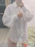 FSHE2025年新款設計感小眾襯衫女春裝韓版寬松顯瘦燈籠袖疊穿氣質(zhì)上衣 白色:微厚不透 L 曬單實(shí)拍圖