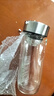 馨友佳鋼化玻璃杯防摔大容量雙層男女加厚便攜水杯車載茶水分離泡茶 雙層鵝蛋杯鋼本色蓋子  500ml 曬單實(shí)拍圖