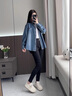 薩拉維夫牛仔襯衫外套女2025春夏新款外套中長(cháng)款上衣氣質(zhì)疊穿襯衣 藍色短袖 M 約適合體重115斤內 曬單實(shí)拍圖