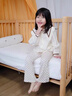 moonkids女童喇叭褲夏季薄款兒童波點(diǎn)休閑長褲小女孩2025夏裝九分微喇褲子 18378杏色喇叭褲 110 cm 曬單實(shí)拍圖