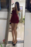 DGOV性感掛脖連衣裙女新款褶皺修身顯瘦包臀裙短裙 紅色 S 曬單實(shí)拍圖