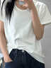JRETV領(lǐng)短袖T恤女純欲洋氣大領(lǐng)口夏季休閑風(fēng)寬松百搭打底上衣短袖女 白色拉領(lǐng)V領(lǐng)大領(lǐng)口短袖 S 曬單實(shí)拍圖