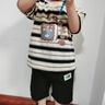 G.DUCKKIDS小黃鴨童裝男童衣服夏季薄款兒童夏裝套裝男孩短袖t恤兩件套寶寶 紅色 100 建議2-3歲25-30斤 曬單實(shí)拍圖