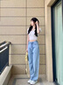 DALEY MODE牛仔褲女秋天薄款高腰直筒寬松2025年新款小個子垂感拖地闊腿褲子 [腰圍可調節(jié)]藍色 S [86-95斤] 曬單實拍圖