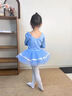 南瓜精靈兒童舞蹈服夏季女童練功服形體服芭蕾舞蓬蓬裙幼兒中國舞演出服裝 淺藍色【長袖】 110 (建議105-110cm 25-33斤) 曬單實拍圖
