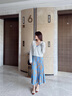 歌力思（ELLASSAY）2025春夏新款萊賽爾法式手鉤系帶鏤空鉤花針織衫女EWD361M02300 純凈白 XS 曬單實(shí)拍圖