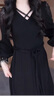可蓓兒鏤空蕾絲邊長袖連衣裙女2025春季新款廣州十三行爆款黑色裙子 M 曬單實拍圖