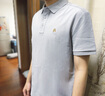 Hush Puppies【涼感冰皮】暇步士男裝2025夏季百搭舒爽涼感短袖polo衫 月光灰 L 曬單實(shí)拍圖