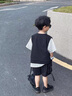 迪士尼男童夏季套裝2025新款炸街假兩件短袖酷帥短褲男寶寶時(shí)髦夏裝薄潮 黑色假兩件【套裝】【熱賣款】 130 cm 曬單實(shí)拍圖