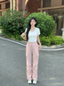 真維斯工裝闊腿褲女士新款美式傘兵褲夏季潮流街頭城市輕戶外寬松褲子JR 粉835A M 曬單實拍圖
