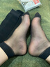 皮爾卡丹襪子女士夏季中筒超薄鋼防勾絲防臭水晶絲襪透明短款絲襪黑色十雙 曬單實(shí)拍圖