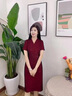 紫魅俏2025年秋冬裝新款婚禮媽媽裝連衣裙女洋氣顯瘦喜婆婆婚慶宴會(huì )禮服 酒紅色【七分袖】 M (建議100斤以下) 曬單實(shí)拍圖