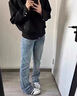 籬人歸pansk淺藍(lán)色微喇牛仔褲男款美式高街微喇褲cleanfit直筒彎刀褲子 淺藍(lán)色 XL 130-145斤 曬單實(shí)拍圖