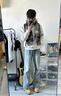 NEW OR MODE巴黎bootcut彎刀微喇牛仔褲男新款美式潮牌高街寬松直筒休閑褲子 淺藍(lán)色 XL 【建議125-145斤】 曬單實拍圖