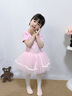 南瓜精靈兒童舞蹈服夏季女童練功服形體服芭蕾舞蓬蓬裙幼兒中國舞演出服裝 粉色【短袖】 105 （建議90-105cm22-25斤)） 曬單實拍圖
