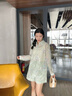 佰藍嬌新中式國風(fēng)套裝女2025夏季女裝新款時尚防曬衣薄款上衣短褲兩件套 綠色 S 曬單實拍圖
