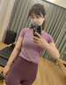雙秀瑜伽服女2025新款高級感普拉提絕美修身顯瘦專(zhuān)業(yè)運動(dòng)健身套裝長(cháng)袖 月巖紫上衣 M （100-110） 曬單實(shí)拍圖