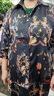 SOEM中老年人夏季香云紗真絲襯衫上衣女寬松顯瘦媽媽桑蠶絲大碼女裝 藍色 (高品質(zhì))5048 XL 建議135-150斤 曬單實(shí)拍圖