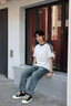 卡賓（CABBEEN）【寬松純棉】復古牛仔褲男2025夏季新款刺繡cleanfit直筒長褲 蔚藍色47 32 /180/XL 曬單實拍圖